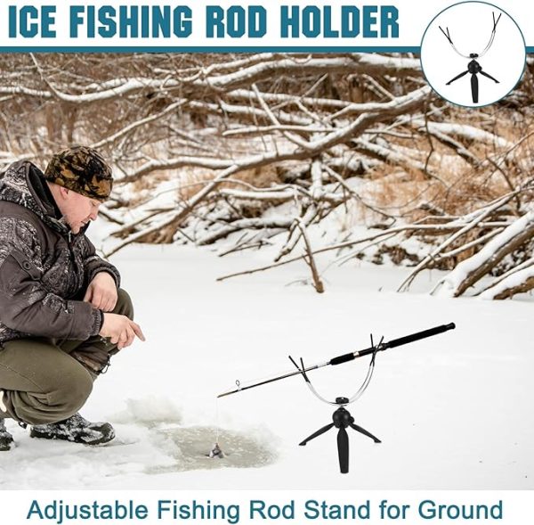 Ice Fishing Rod Holder Portable 360 Degree Adjustable Fishing Pole Support Foldable Telescopic Tripod Bracket Metal Stainless Steel Aluminum Equipment(Y Style) - Image 3