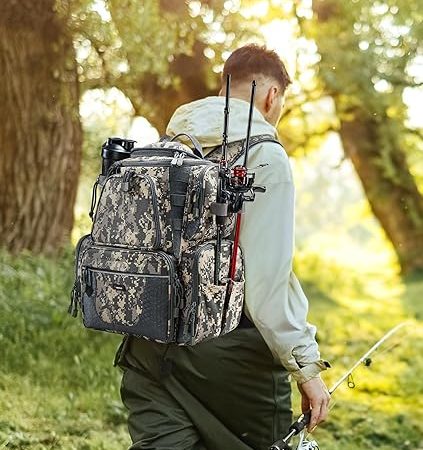 Piscifun Fishing Tackle Backpack with 4 Trays, Large Outdoor Storage Tackle Bag with Protective Rain Cover for Fishing Gear - Image 4
